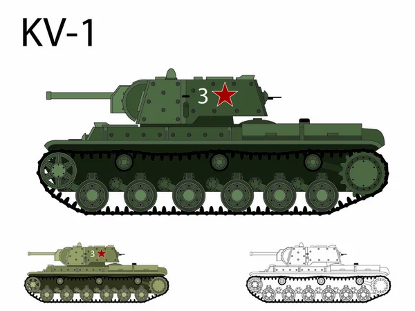 Russian WW2 KV-1 tank — Stock Vector