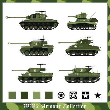 WW2 american armour collection clipart