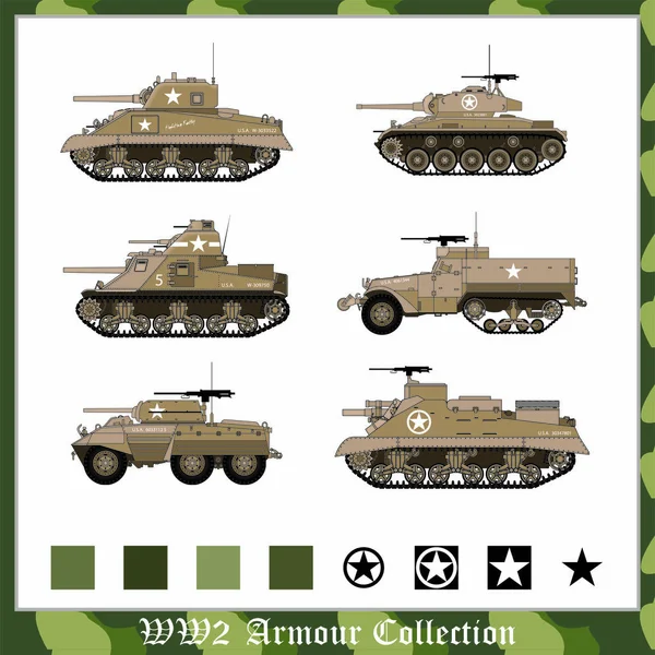 Ww2 Amerikaanse armour collectie — Stockvector