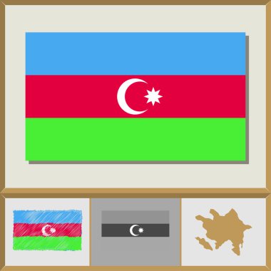 Ulusal bayrak ve ülke Azerbaycan silüeti