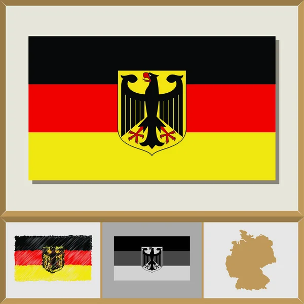 जर्मनी का राष्ट्रीय ध्वज और देश सिल्हूट — स्टॉक वेक्टर