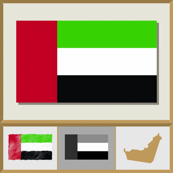 National flag and country silhouette of the United Arab Emirates — Stock Vector