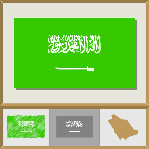 Nationalflagge und Ländersilhouette von Saudi-Arabien — Stockvektor