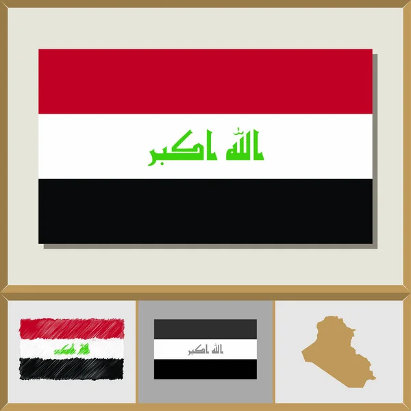 Nationalflagge und Ländersilhouette des Irak — Stockvektor