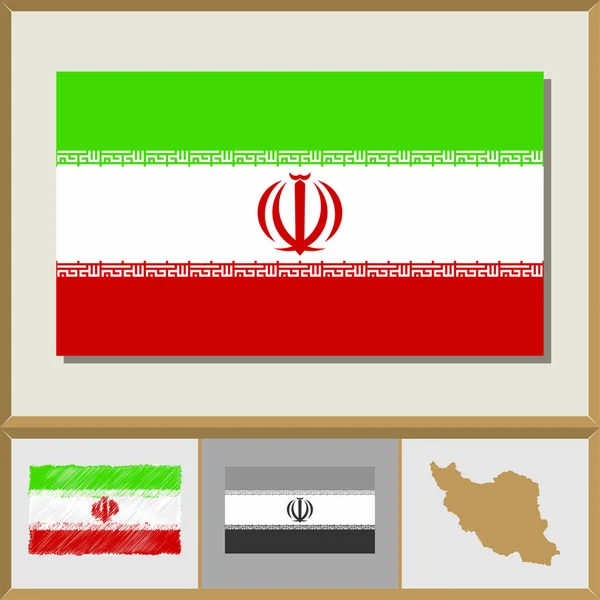 Nationalflagge und Ländersilhouette des Iran — Stockvektor