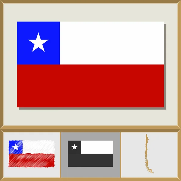 Nationalflagge und Ländersilhouette von Chile — Stockvektor