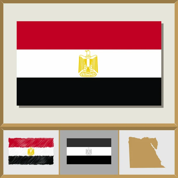 Nationalflagge und Silhouette Ägyptens — Stockvektor