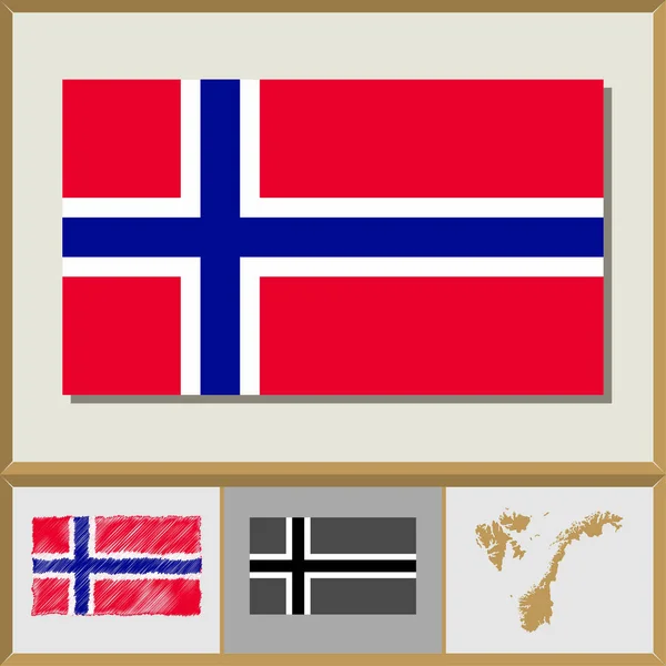 Ulusal bayrak ve ülke Norveç silüeti — Stok Vektör