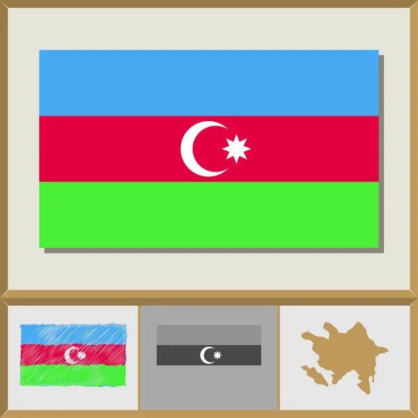 Nationalflagge und Landessilhouette von Azerbaijan — Stockvektor