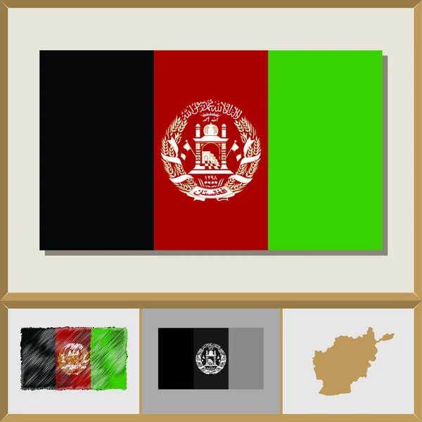 Nationalflagge und Ländersilhouette Afghanistans — Stockvektor