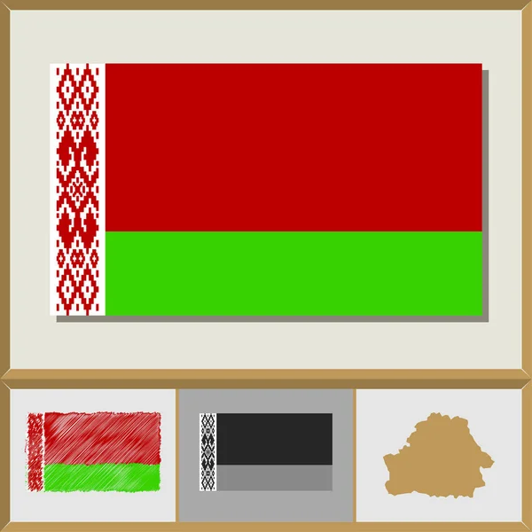 Bandeira nacional e silhueta do país da Bielorrússia — Vetor de Stock