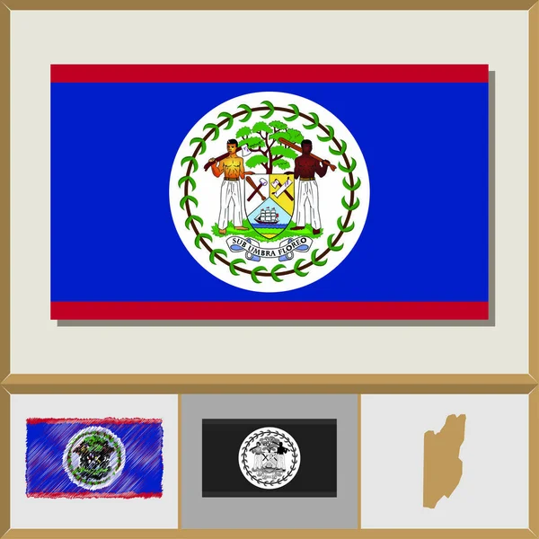 Nationalflagge und Landessilhouette von Belize — Stockvektor