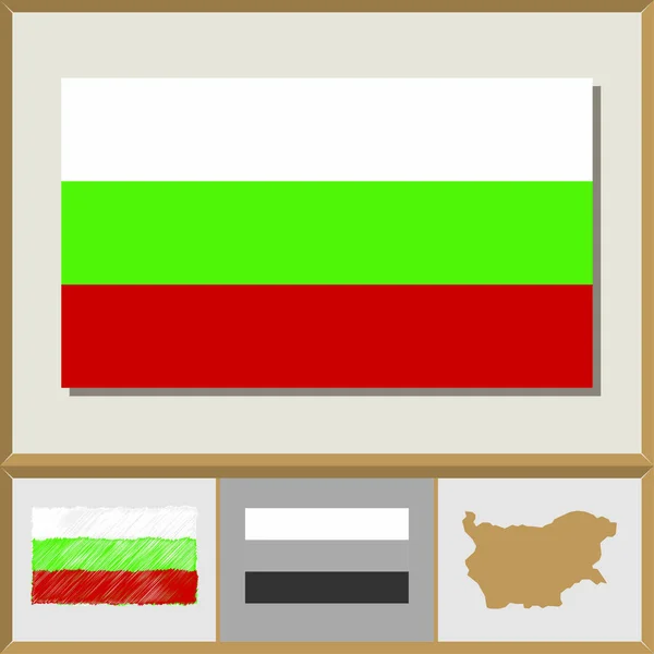 Bandera nacional y silueta de país de Bulgaria — Archivo Imágenes Vectoriales