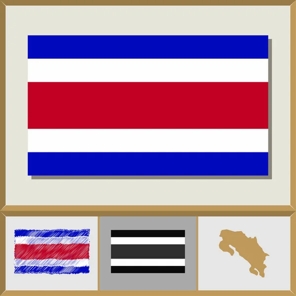 Bandeira nacional e silhueta do país da Costa Rica — Vetor de Stock