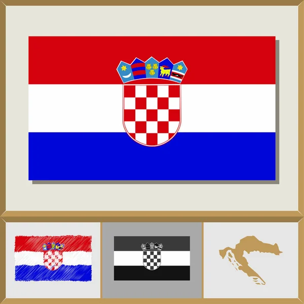 Ulusal bayrak ve ülke Hırvatistan silüeti — Stok Vektör