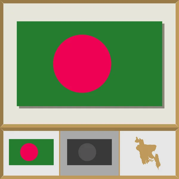Národní vlajka a země silueta z Bangladéše Royalty Free Stock Vektory
