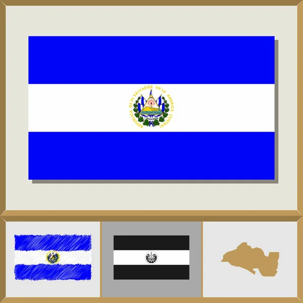 Narodowej flagi i kraju sylwetka Salwadoru — Wektor stockowy