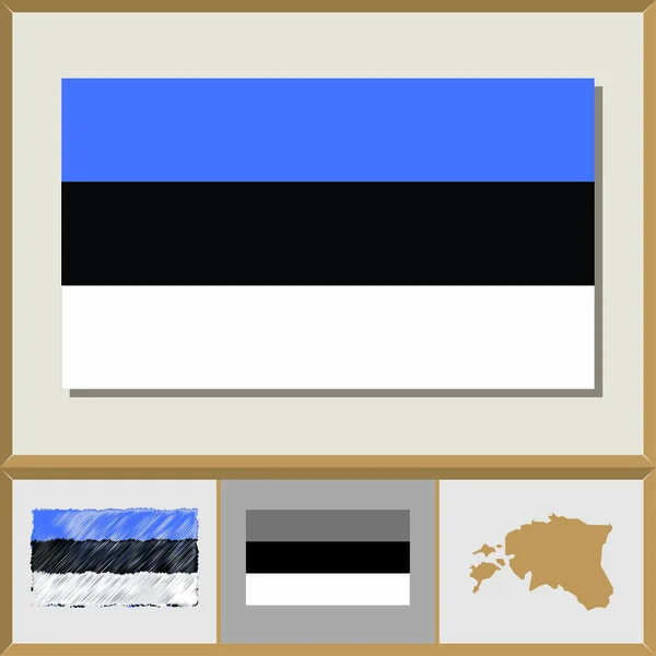 Bandera nacional y silueta de país de Estonia — Archivo Imágenes Vectoriales