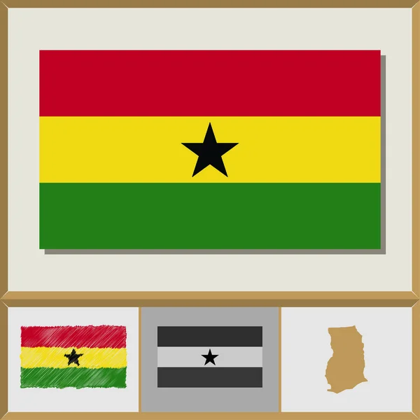 Nationalflagge und Silhouette des Ghanas — Stockvektor