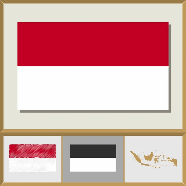 Національний прапор і країна силует Індонезії — стоковий вектор