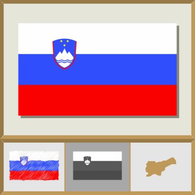 Ulusal bayrak ve ülke siluet Slovenya