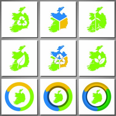 Eko Dostu işaretleri ve simgeler ile ülke siluet