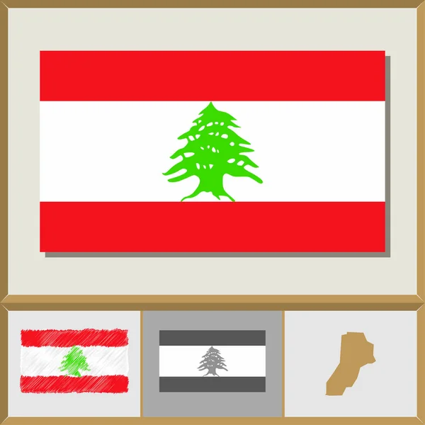 Nationalflagge und Ländersilhouette des Libanon — Stockvektor