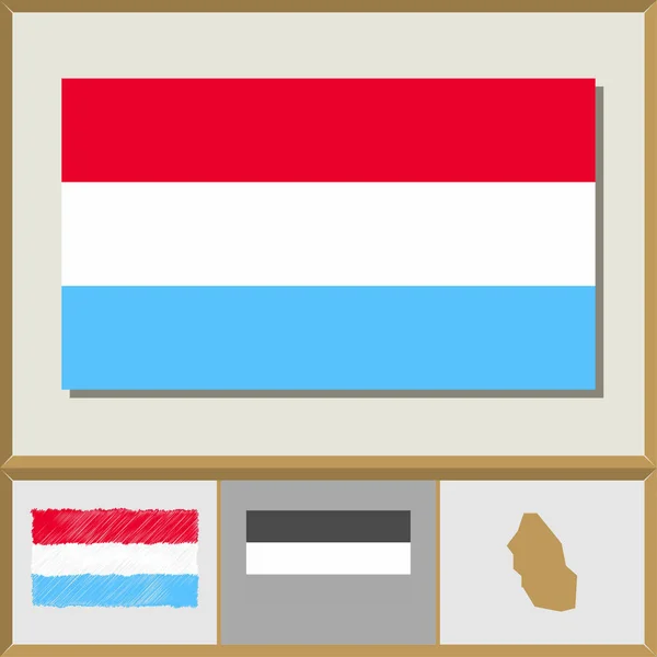 Nationalflagge und Landessilhouette Luxemburgs — Stockvektor