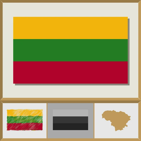 Nationalflagge und Landessilhouette Litauens — Stockvektor