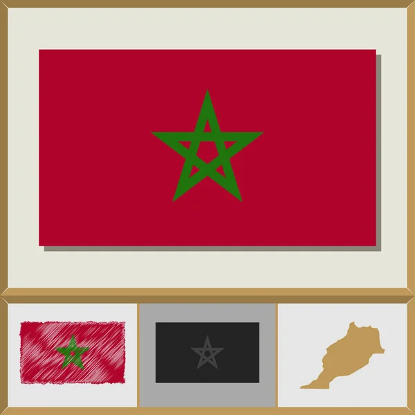 Drapeau national et silhouette pays du Maroc — Image vectorielle