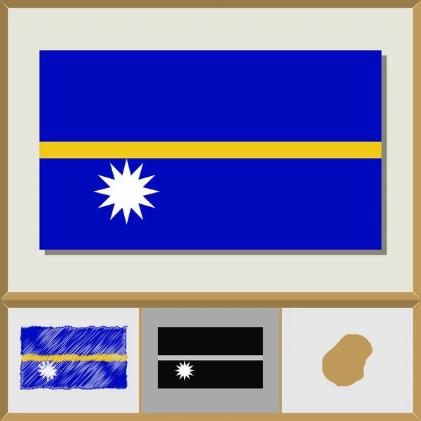 Bandera nacional y silueta de país de Nauru — Archivo Imágenes Vectoriales