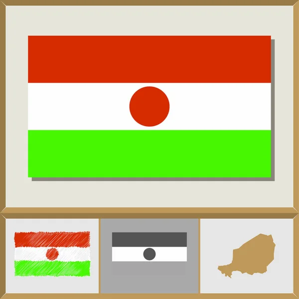 Nationalflagge und Ländersilhouette von Nigeria — Stockvektor