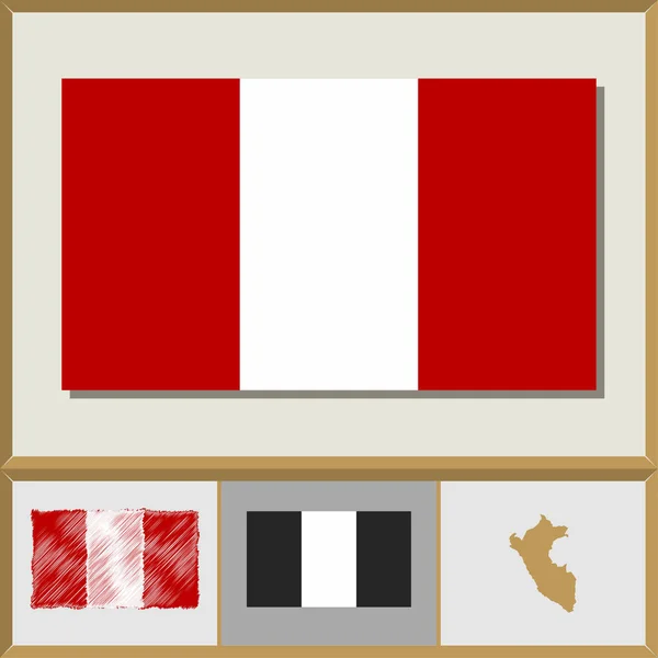 Bandeira nacional e silhueta do país do Peru — Vetor de Stock