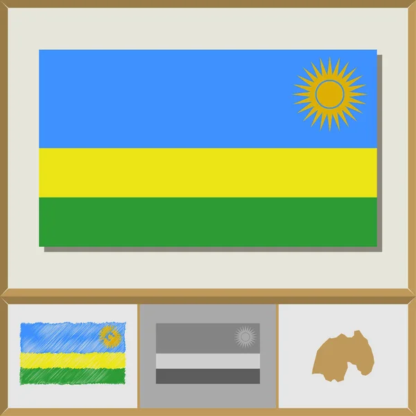 Εθνική σημαία και τη χώρα σιλουέτα της Ρουάντα — Διανυσματικό Αρχείο