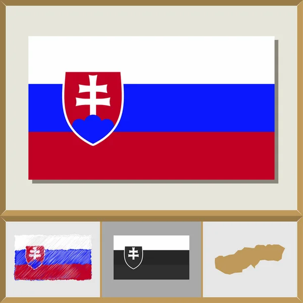 Nationale vlag en land silhouet van Slowakije — Stockvector