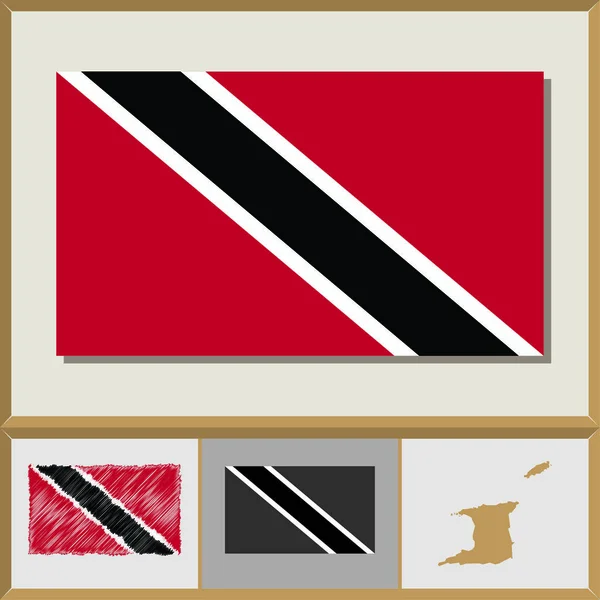 Narodowej flagi i kraju sylwetka Trynidadu i Tobago — Wektor stockowy