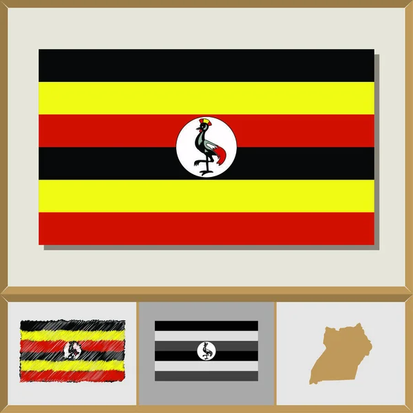 Національний прапор і країна силует Уганди — стоковий вектор