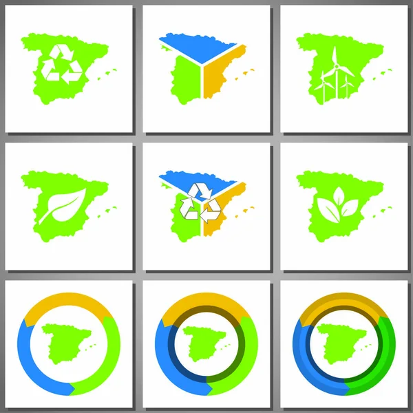 Eco přátelské značky a ikony s země silueta — Stockový vektor