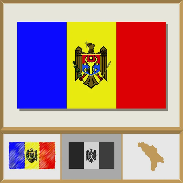 Національний прапор і країна силует Молдови Ліцензійні Стокові Вектори