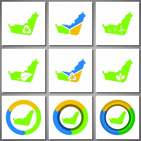 Segni e icone eco-friendly con silhouette country Illustrazione Stock