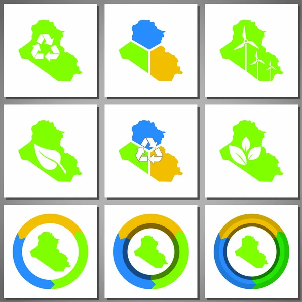 Umweltfreundliche Marken und Symbole mit Ländersilhouette Vektorgrafiken
