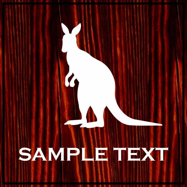Känguru-Silhouette mit weißer Farbe auf Holzbrett gemalt — Stockvektor