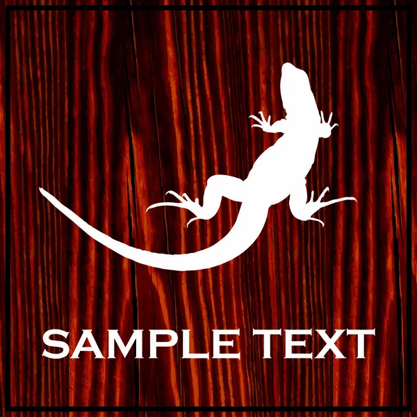 Reptiel silhouet geschilderd op houten bord met witte verf — Stockvector