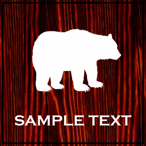 Medvěd silueta malované na dřevěné desce s bílou barvou — Stockový vektor