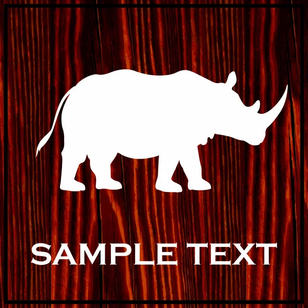 Silhouette Rhino peinte sur panneau en bois avec peinture blanche — Image vectorielle