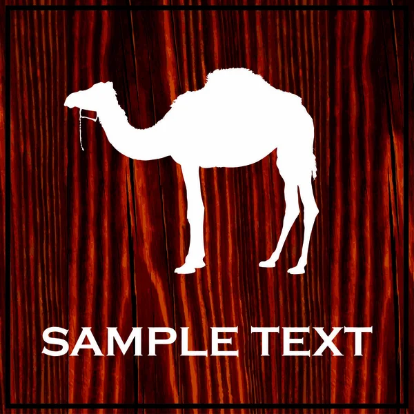 Camel silhouette painted on wooden board with white paint — Stock Vector