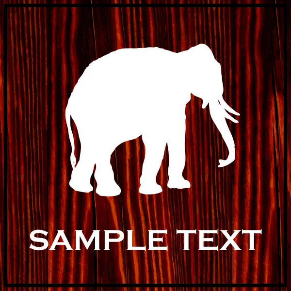 Elephant siluett målade trä ombord med vit färg — Stock vektor