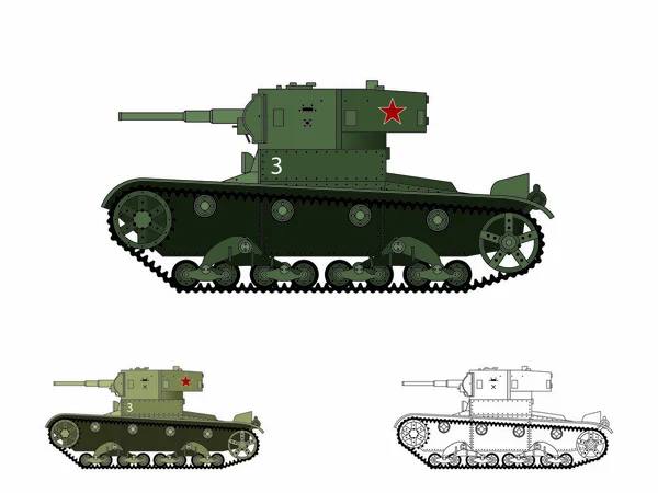 WW2 russian T-26 tank — Stock Vector