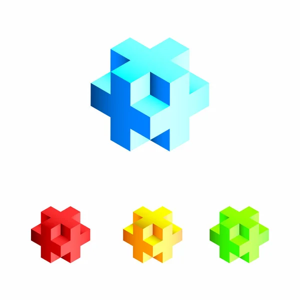 3D-Würfel in verschiedenen Farben — Stockvektor