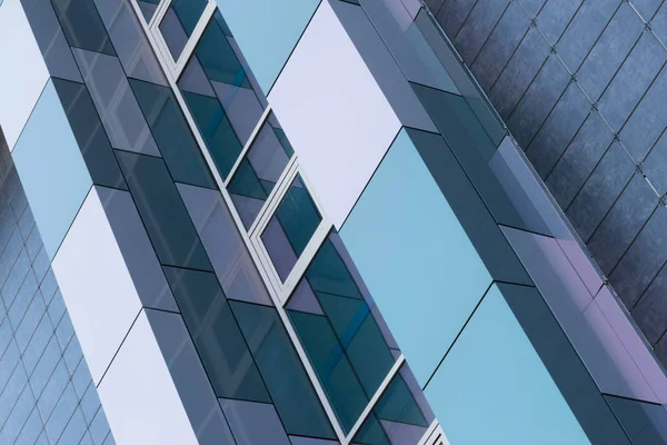 Elementos Geométricos Color Fachada Del Edificio Con Planos Líneas Esquinas — Foto de Stock